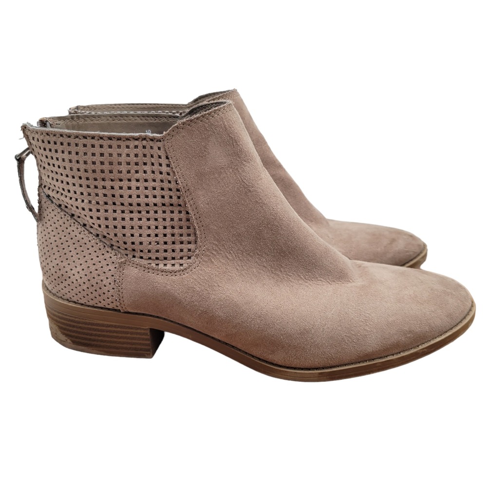 DV Dolce Vita Ankle Boots Womens Size 10 Taupe Faux Suede Booties Back Zip